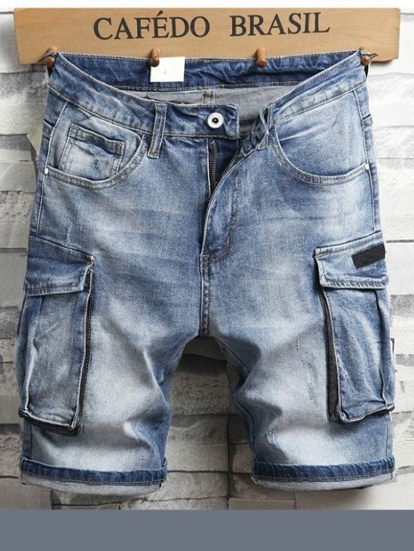 Bermuda Masculina Jeans Azul Bolso
