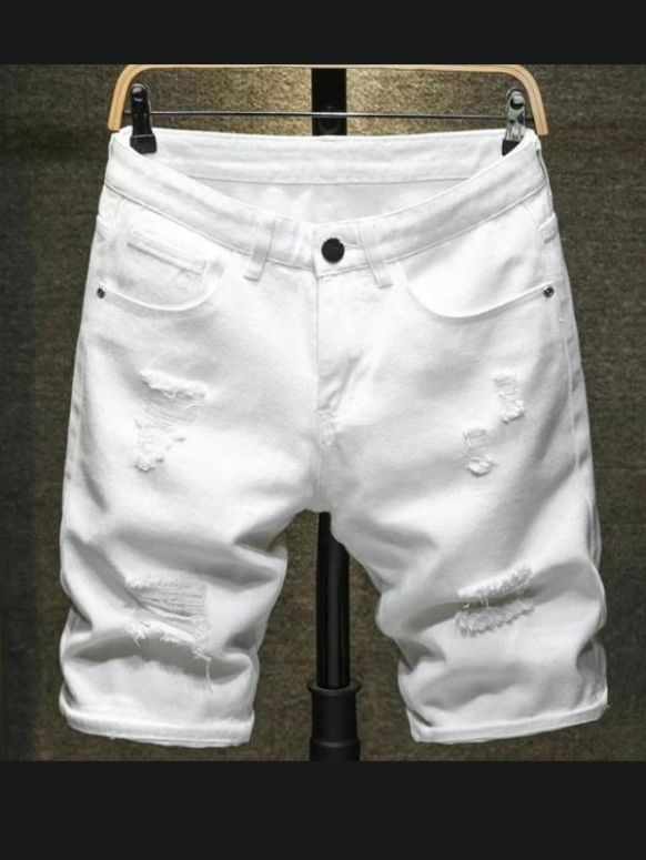 Bermuda Masculina Jeans Branca Rasgado