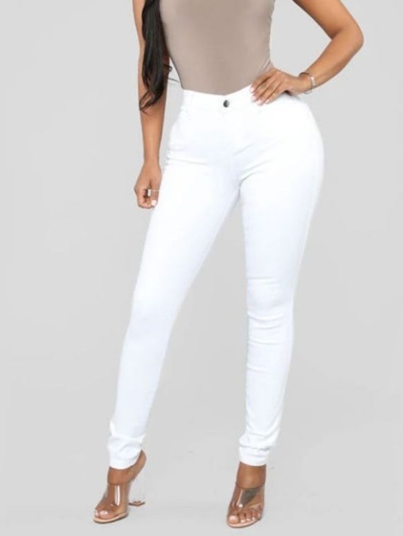 Calça Feminina Branca Jeans Super Skinny
