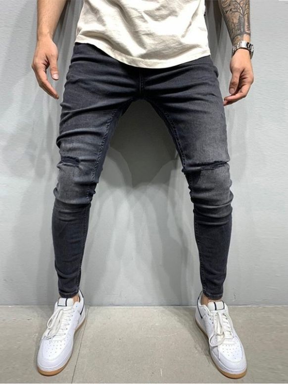Calça Masculina Cinza Escuro Jeans Skinny 