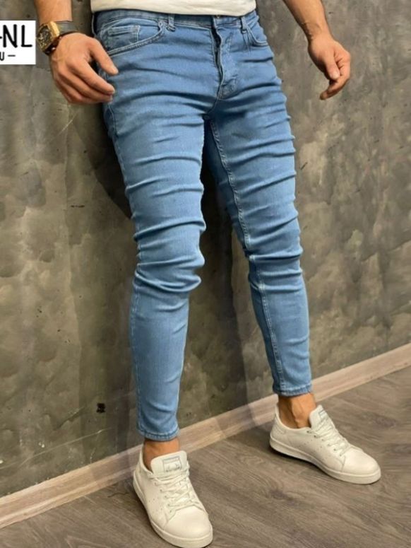 Calça Masculina Retro Jeans Skinny Azul 