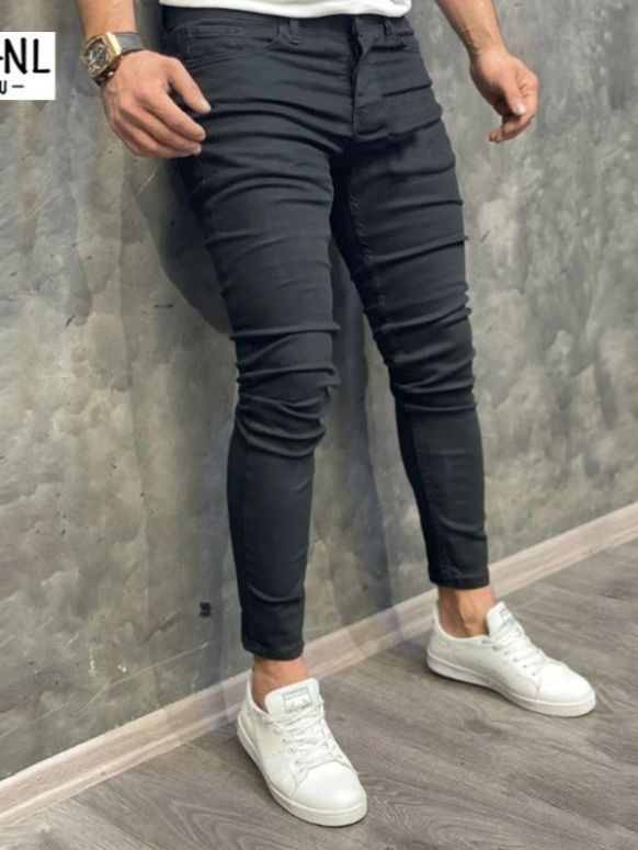 Calça Masculina Retro Jeans Skinny Preta