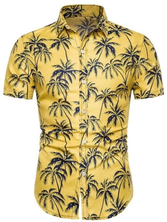 Camisa Masculina Amarela Palmeira Nativa