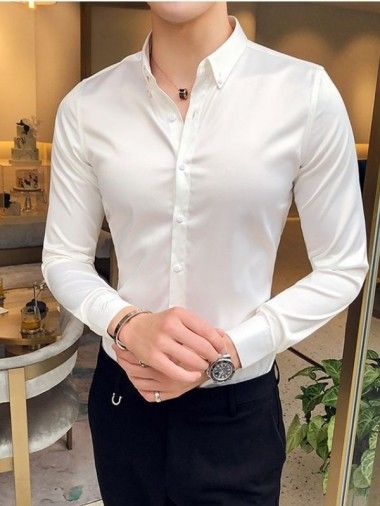 Camisa Masculina Branca Lisa Regular Fit