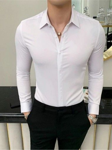 Camisa Masculina Branca Slim Melinda