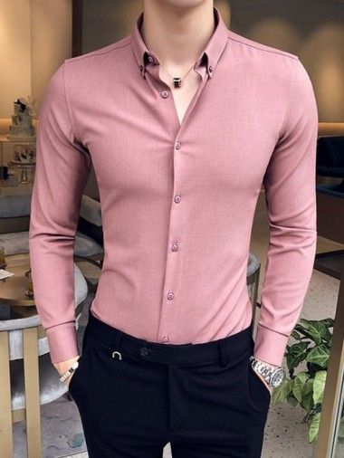 Camisa Masculina Rosa Slim Geneva