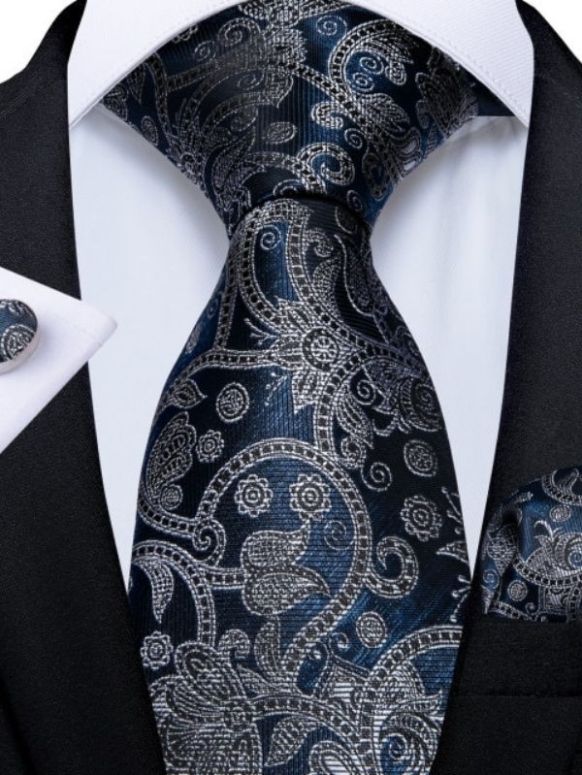 Gravata Masculina Paisley Azul SJT-7007