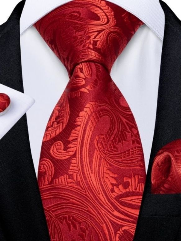Gravata Masculina Paisley Vermelha SJT-7416