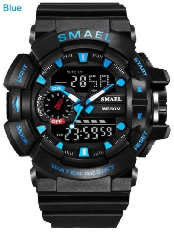 Relógio Smael SL-1436 Militar Shock Preto Blue