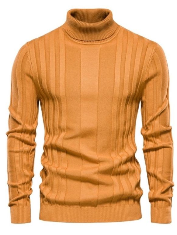 Suéter Masculino Amarelo Gola Alta Tricot