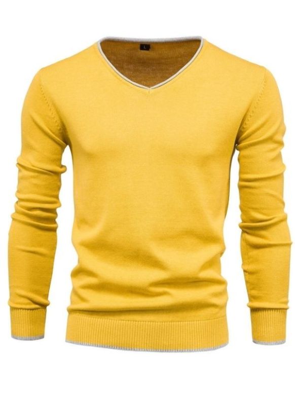Suéter Masculino Amarelo Tricot Basis V