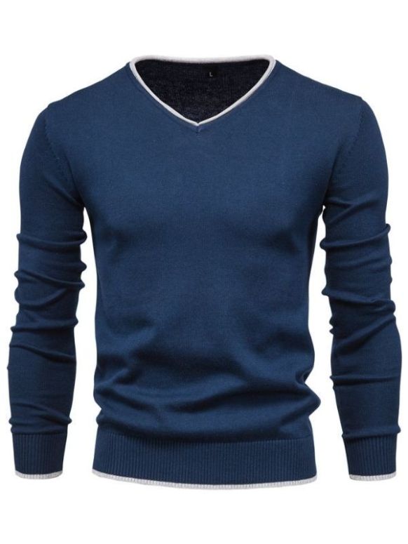 Suéter Masculino Azul Marinho Tricot Basis V